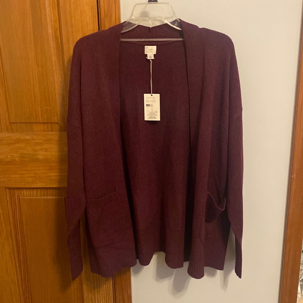 maroon cardigan
